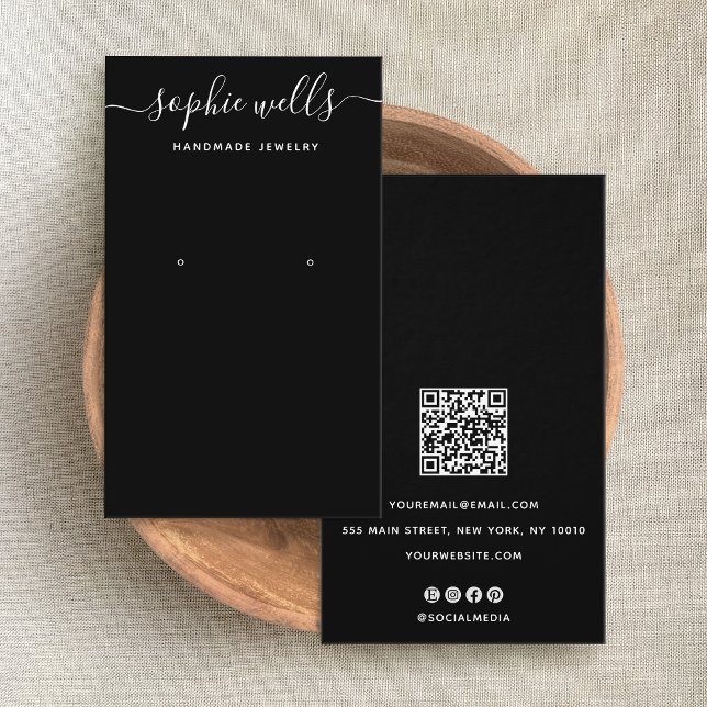 Elegant Script Black QR Code Earring Display (Creator Uploaded)