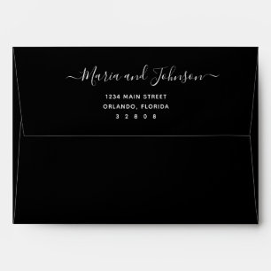 Elegant Script Black Return Address Envelope