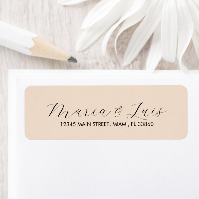 Elegant Script Black Tan Wedding Label (Insitu)