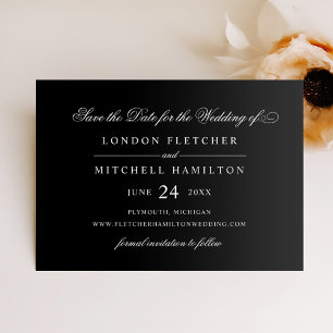 Elegant Script Black Wedding Save The Date