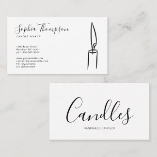 Elegant Script Black White Handmade Candle Maker Business Card