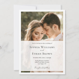 Elegant Script Black & White Overlay Photo Wedding Invitation