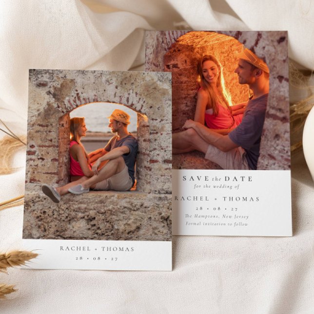 Elegant Script Black White Photo Wedding Save The Save The Date (Creator Uploaded)