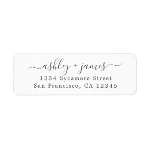 Elegant Script Black White Return Address Label