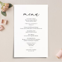 Elegant Script Black & White Simple Wedding Menu