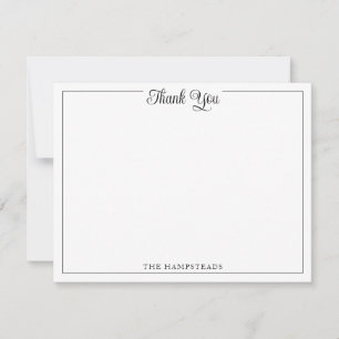 Elegant Script Black & White Thank You Stationery Card