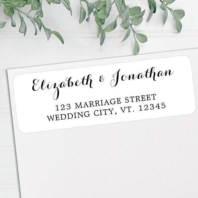 Elegant Script Black White Wedding Address Label (Creator Uploaded)