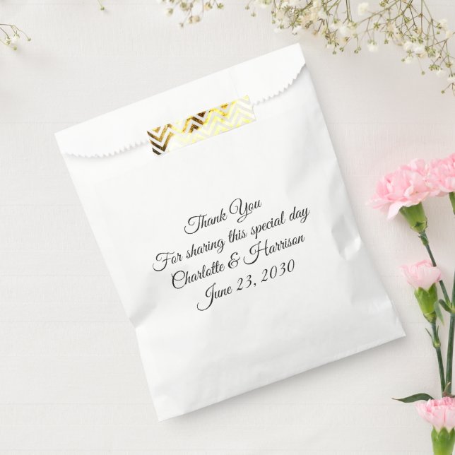 Elegant script black white Wedding gift Favour Bag (Sealed)