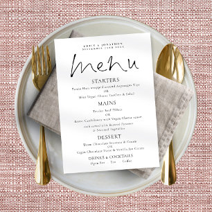  Elegant Script Black White Wedding Menu Poster