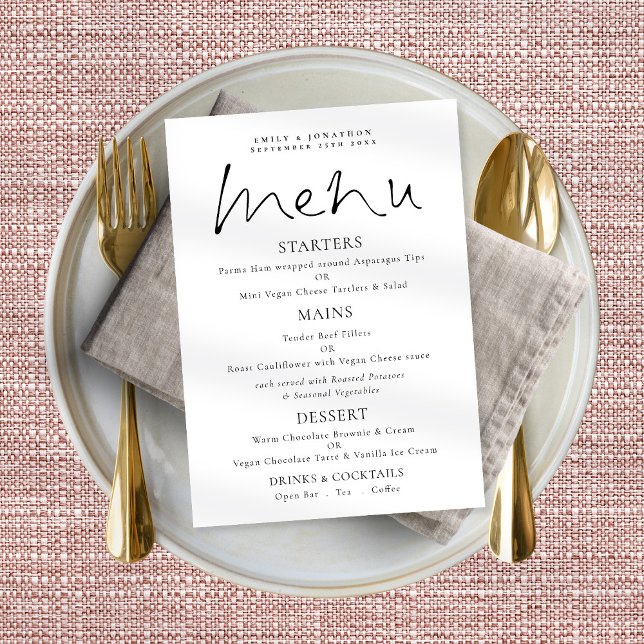  Elegant Script Black White Wedding Menu Poster (Creator Uploaded)