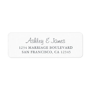 Elegant Script Black White Wedding Return Address