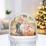 Elegant Script "Blessed" Photo Snow Globe<br><div class="desc">Share a message of gratitude and love with this Elegant Script Blessed Photo Snow Globe, a beautiful way to preserve and display your most meaningful memories. Featuring graceful calligraphy that reads “Blessed” and space for a favourite photo, this personalized snow globe adds a warm, heartfelt touch to any space. Perfect...</div>