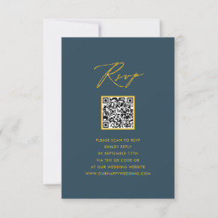 Élégant Script bleu minimaliste QR Wedding RSVP