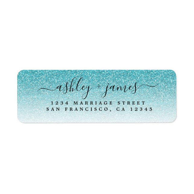 Élégant Script Blue Parties scintillant Mariage Ad (Devant)