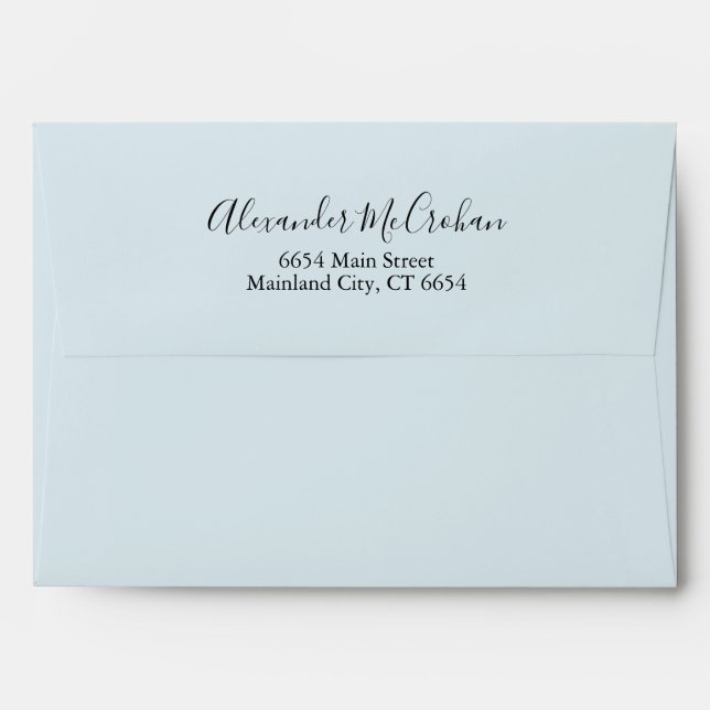 Elegant Script Blue Return Address Mailing Envelope (Back (Top Flap))