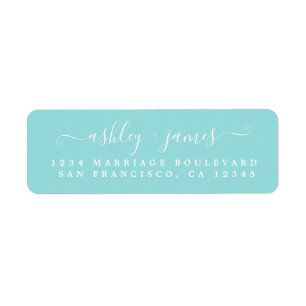 Elegant Script Blue Wedding Return Address