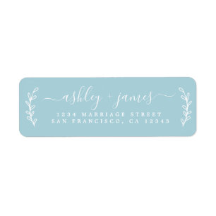 Elegant Script Blue Wedding Return Address
