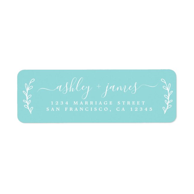 Elegant Script Blue Wedding Return Address (Front)