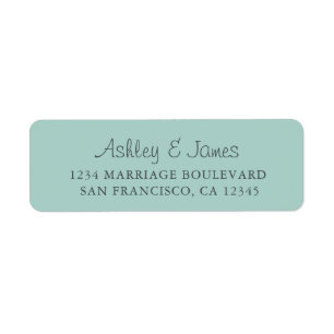 Elegant Script Blue Wedding Return Address