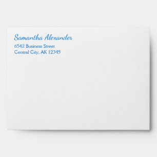 Elegant Script Blue White Address Envelope