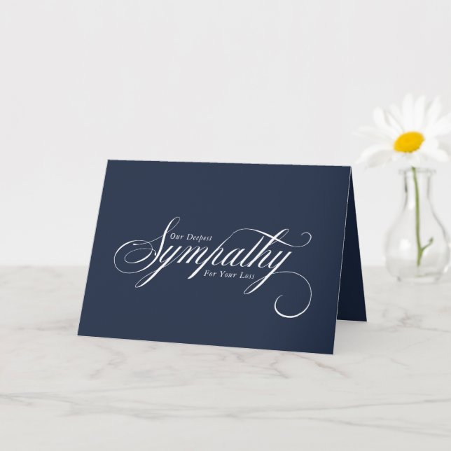 Elegant Script Blue White Condolence Sympathy Card (Small Plant)