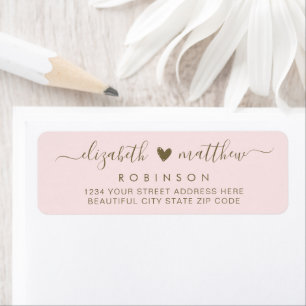 Élégant Script Blush Gold Mariage Adresse de retou