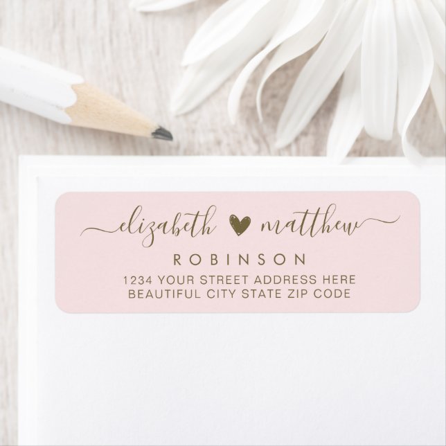 Elegant Script Blush Gold Wedding Return Address (Insitu)