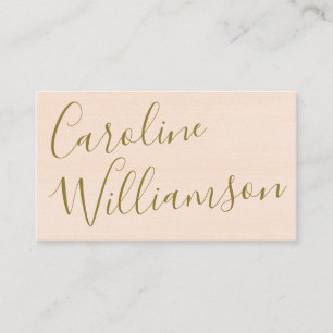 Elegant Script Blush Peach and Gold Personalized Business Card