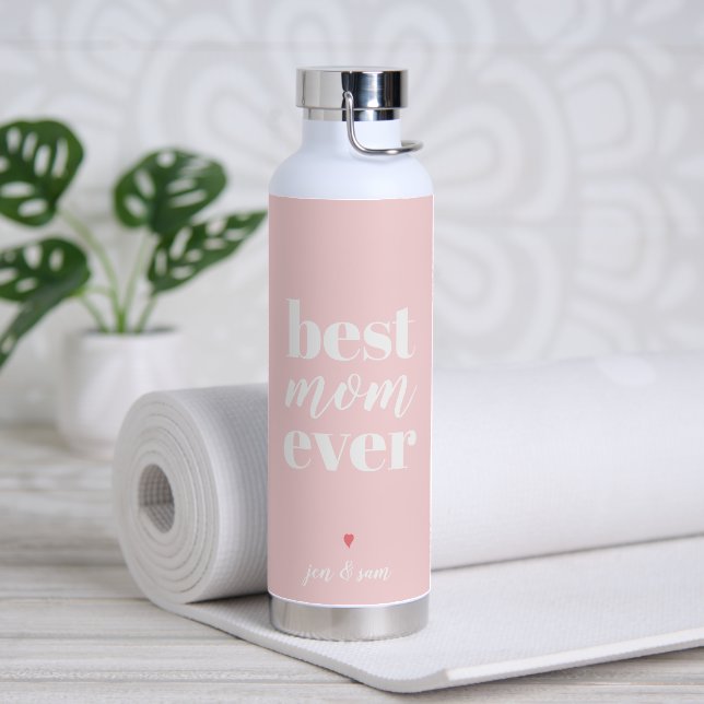 Elegant Script Blush Pink Best Mom Ever Mother Day Water Bottle (Yoga)