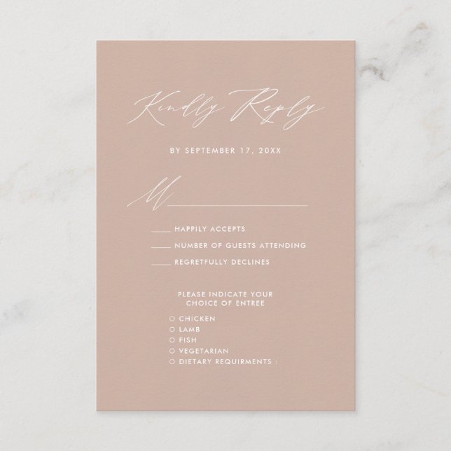 Elegant Script Blush Pink Minimalist Wedding RSVP Enclosure Card (Front)