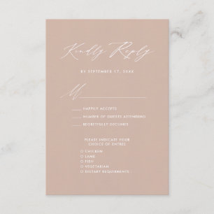 Elegant Script Blush Pink Minimalist Wedding RSVP Enclosure Card