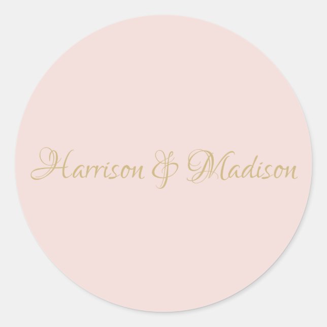 Elegant script blush pink Wedding favour stickers (Front)
