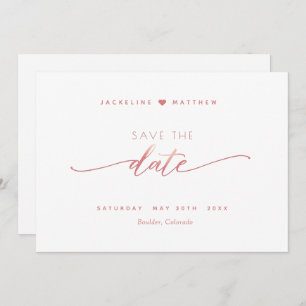 Elegant Script, Blush Pink, White Simple Wedding Save The Date