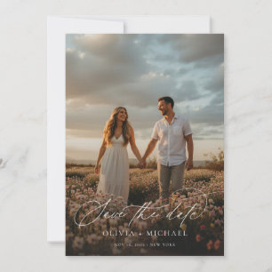 Elegant Script Boho Wedding Photo Save The Date