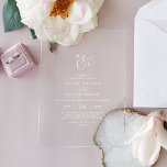 Elegant Script Boho White Monogram Modern Wedding Acrylic Invitations<br><div class="desc">These elegant script boho white monogram modern wedding acrylic invitations are perfect for a simple wedding.

The minimalist design features fancy romantic typography with modern glam style.</div>