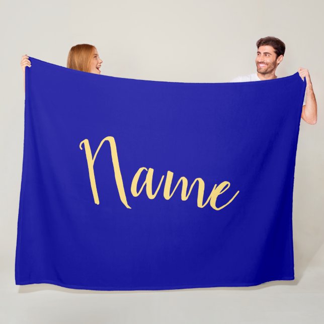 Elegant Script Bold Rich Royal Blue Background Fleece Blanket (In Situ)
