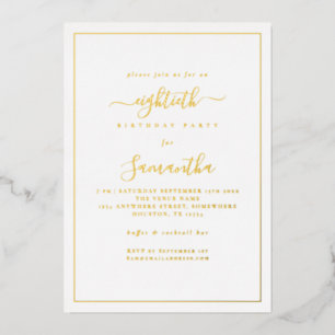 Elegant Script Border 80th Birthday Party Luxury