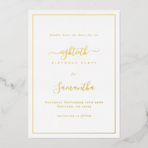 Elegant Script Border 80th Birthday Save the Date