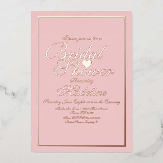 Elegant Script Border Heart Bridal Shower   (Front)