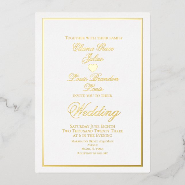 Elegant Script Border Heart Wedding Pressed   (Front)