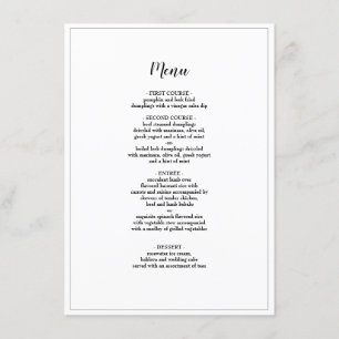 Elegant Script Bordered Wedding Dinner Menu