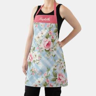 Elegant Script Botanical Floral Apron