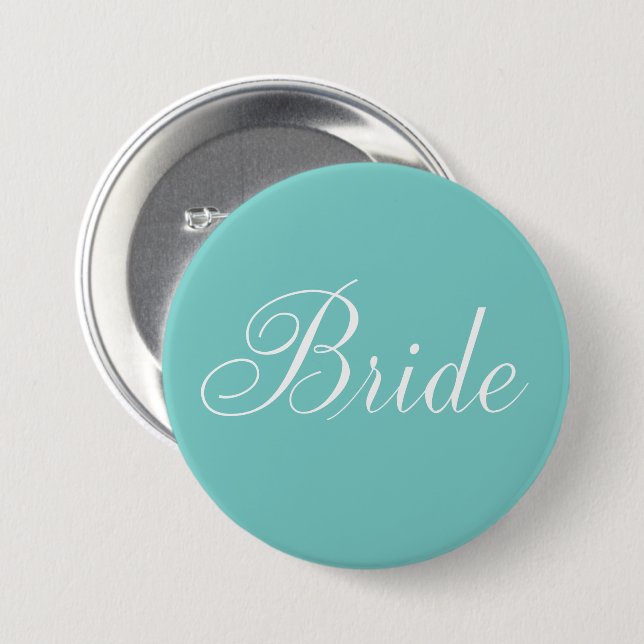 Elegant Script "Bride" 3 Inch Round Button (Front & Back)