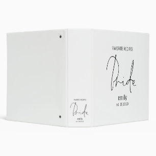 Elegant Script Bride Name Date Recipe  Binder