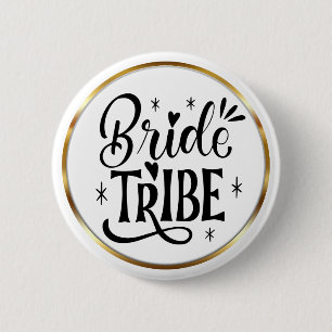 Elegant Script Bride Tribe Gold Frame 2 Inch Round Button