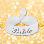 Elegant Script Bride Wedding Bachelorette Party Hair Tie<br><div class="desc">Beautiful,  elegant black on white typography script,  red heart,  stylish,  cool,  fashionable hair accessory - smooth soft elastic hair tie / ponytail holder,  for the bride for bridal shower,  bachelorette party,  wedding.</div>