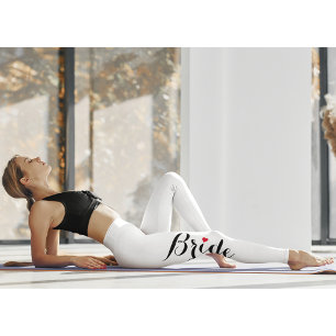Elegant Script Bride Wedding Bachelorette Party Leggings