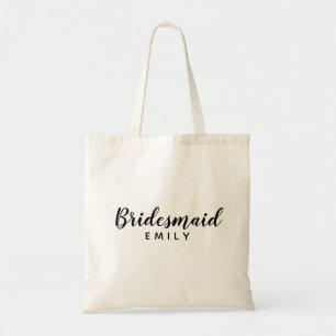 Elegant Script Bridesmaid Personalized Name Tote Bag