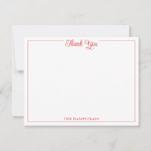 Elegant Script Bright Red Thank You Stationery Card