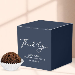 Elegant Script BueGraduation Party Thank You Favor Box